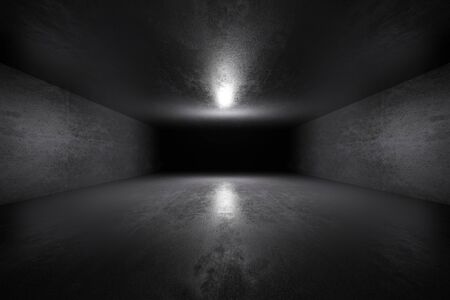 3D Illustration of a dark architecture Interior visualisation of a industrial or science fiction building..の写真素材