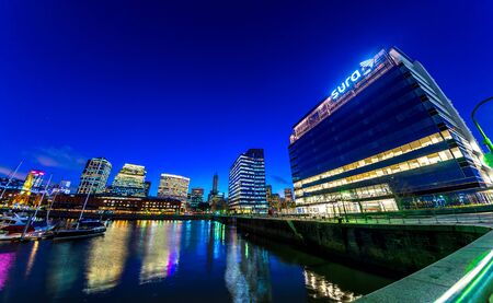 BUENOS AIRES, ARGENTINA - CIRCA JULY 2017: View of Puerto Madero at night circa July, 2017 in Buenos Aires, Argentina.のeditorial素材