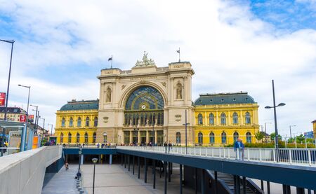 BUDAPEST, HUNGARY - JANUARY 17: View on the historic international Keleti train station as passengers pass by on January 16, 2017 in Budapest, Hungary.のeditorial素材