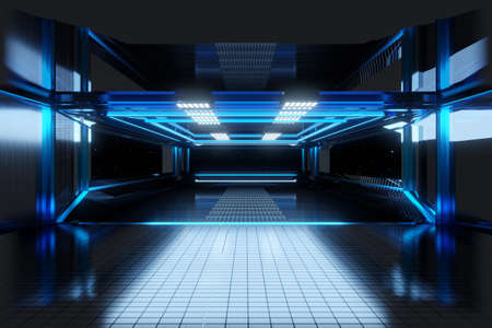 3D Illustration of a interior of a Space ship or Space station.