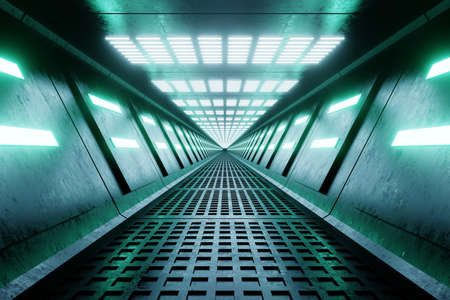 3D Illustration of a Spaceship gangway interior.の写真素材