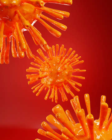3D illustration of the Coronavirus aka COVID-19 aka SARS-CoV-2.