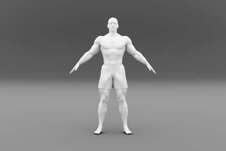 3D Illustration of a strong man showing his biceps.の写真素材