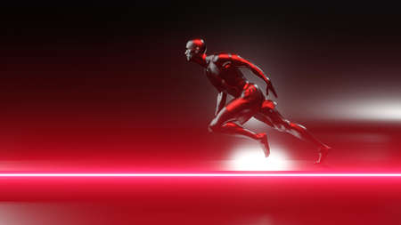 3D Illustration of a unstoppable runner on the track.の写真素材