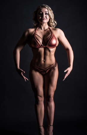 Portrait of a muscular Womanの写真素材