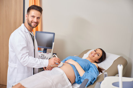 Pregnant woman with an ultrasound