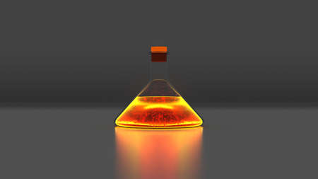 Erlenmeyer Flask containing a chemical liquid or solvent 3D Illustration.の写真素材