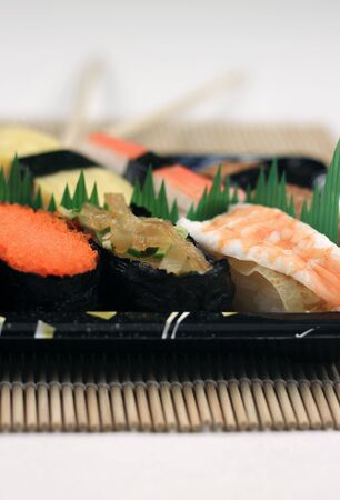 A tray of sushiの写真素材