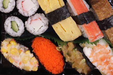 A set of sushi on a trayの写真素材