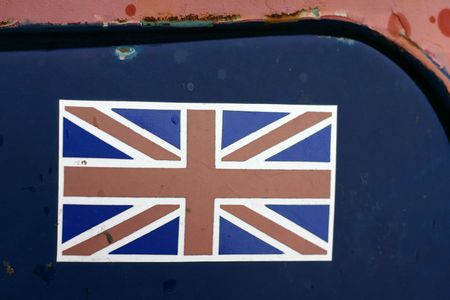 The Union Jack flag on a rusty car doorの写真素材
