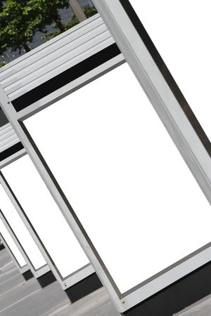 A row of blank billboards outside a shopping complex. の写真素材