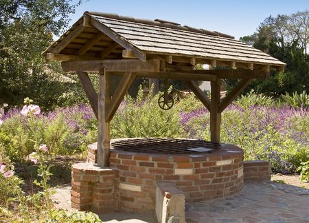 Wishing well at the Mission San Juan Capistranoの写真素材
