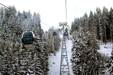 Some Cable Cars on the Schmittenhohe mountain in Austria.