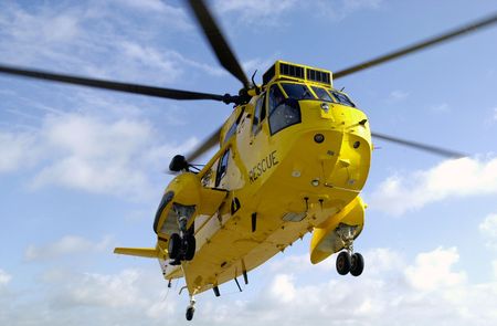 Sea King rescue helicopter in flight
