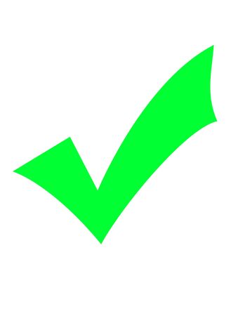 Green check mark or tick isolated on white background.の写真素材