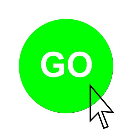Go button and black pointing cursor, isolated on white background.の写真素材