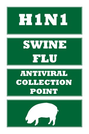 Set of four Swine Flu, H1N1 virus road signs, isolated on white background.の写真素材