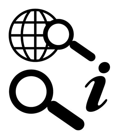 Black silhouette of internet or website seach and information icons, isolated on white background.の写真素材
