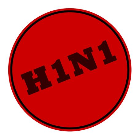 Red H1N1 Swine Flu stamp isolated on white background.の写真素材