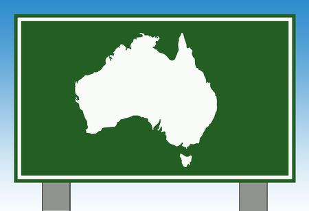 Australia road sign with copy space and blue sky background.の写真素材
