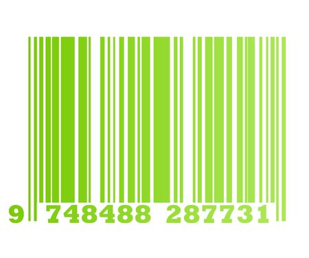 Eco gradient green retail bar code, isolated on white background.の写真素材