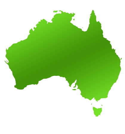 Green Australia map, isolated on white background.の写真素材