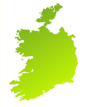 Green gradient map of Ireland isolated on a white background.の写真素材