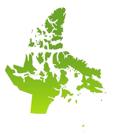 Nunavat province of Canada map in gradient green, isolated on white background.の写真素材