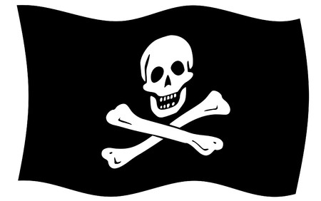 Illustration of jolly roger or skull and cross bones pirate flag.の写真素材