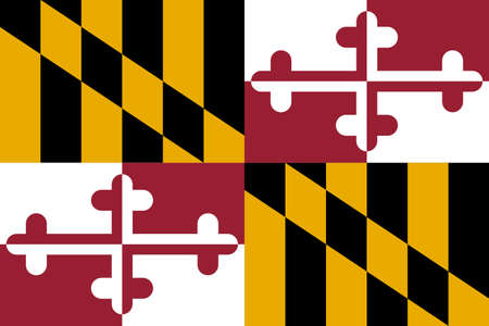 Maryland state flag of America, isolated on white background.の写真素材