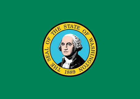 Washington state flag of America, isolated on white background.の写真素材