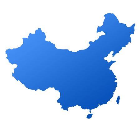 Blue map of China, isolated on white background の写真素材