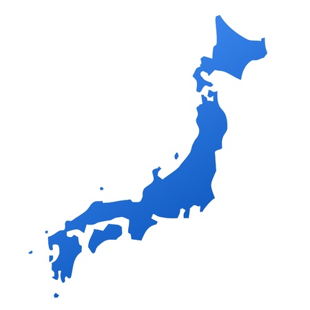 Blue map of Japan, isolated on white backgroundの写真素材