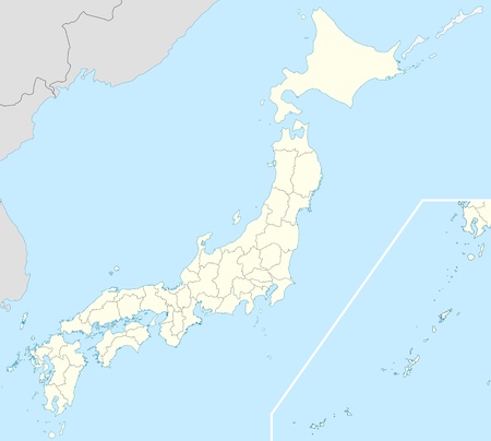 Illustrated map of country of Japan with states marked.の写真素材