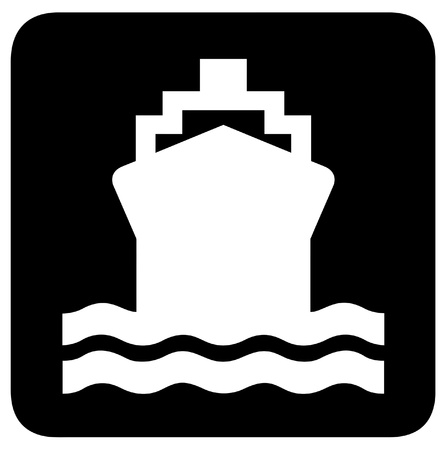 Ship or boat sign or symbol, isolated on white background.の写真素材
