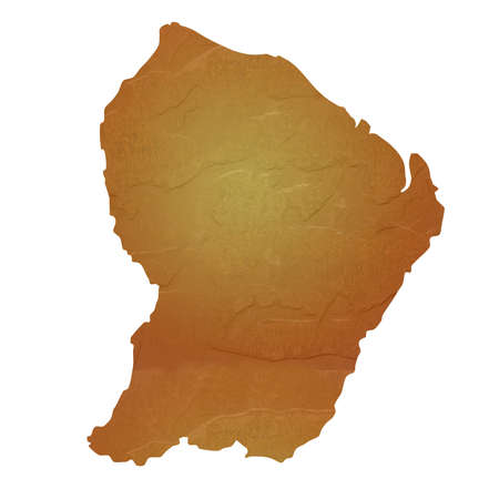 Textured map of French Guiana map with brown rock or stone texture, isolated on white background の写真素材