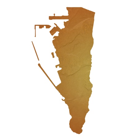 Textured map of Gibraltar map with brown rock or stone texture, isolated on white background の写真素材