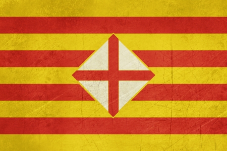 Grunge Illustration of Barcelona province flag in Spain, isolated on white background.の写真素材