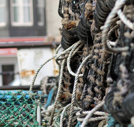 Lobster pots or creels, Scarborough harbor, England 