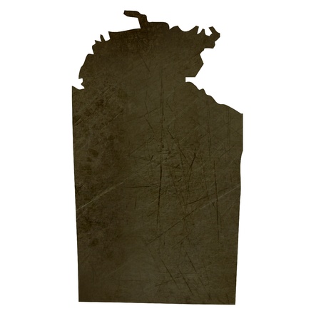 Dark silhouetted and textured map of Northern Territory province of Australia isolated on white background.の写真素材