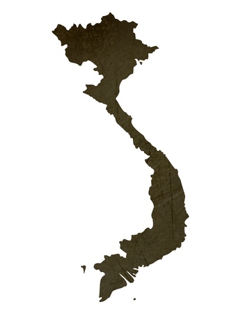Dark silhouetted and textured map of Vietnam isolated on white background.の写真素材