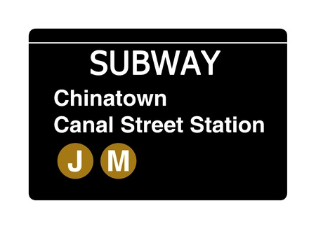 Chinatown Canal Street subway sign isolated on white, New York city, U.S.A.のeditorial素材