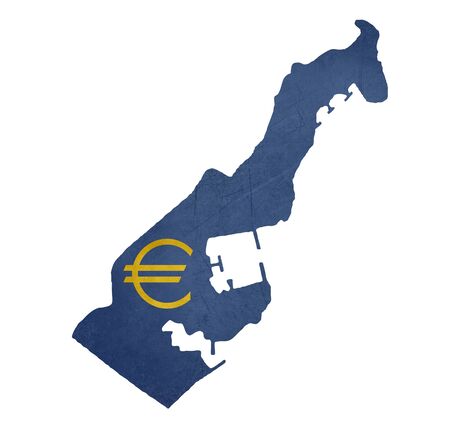 European currency symbol on map of Monaco isolated on white background.の写真素材