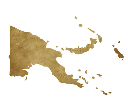 Grunge Papa New Guinea map in treasure style isolated on white background.の写真素材