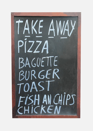 Takeaway food sign isolated on white background.の写真素材
