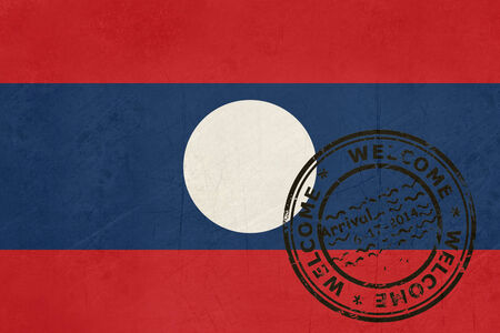 Welcome to Laos flag with passport stamp
の写真素材