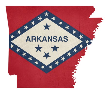 Grunge state of Arkansas flag map isolated on a white background, U.S.A.の写真素材