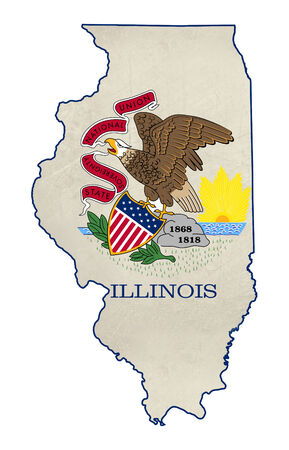 Grunge state of Illinois flag map isolated on a white background, U.S.A.の写真素材