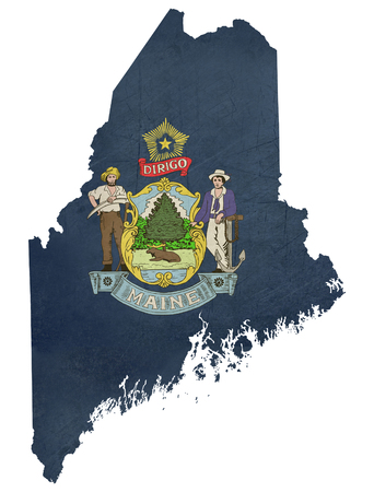 Grunge state of Maine flag map isolated on a white background, U.S.A.の写真素材