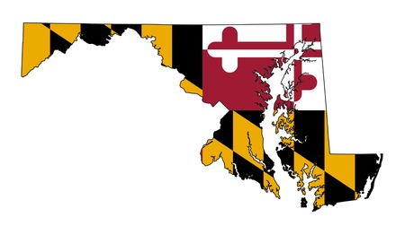 State of Maryland flag map isolated on a white background, U.S.A.の写真素材